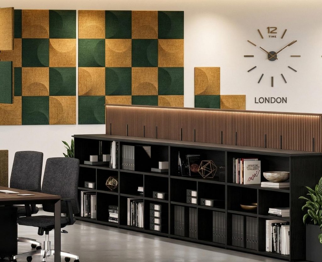 panele akustyczne w nowoczesnym biurze