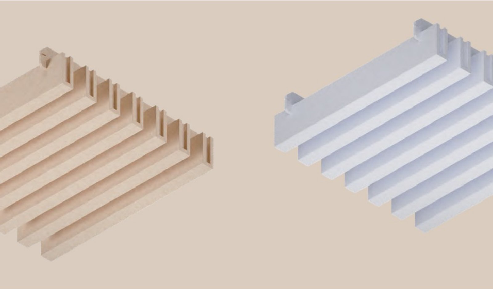 Wariant Casette — baffle sufitowe NexFelt do typowych sufitów kasetonowych 600×600 mm, wizualizacja z katalogu